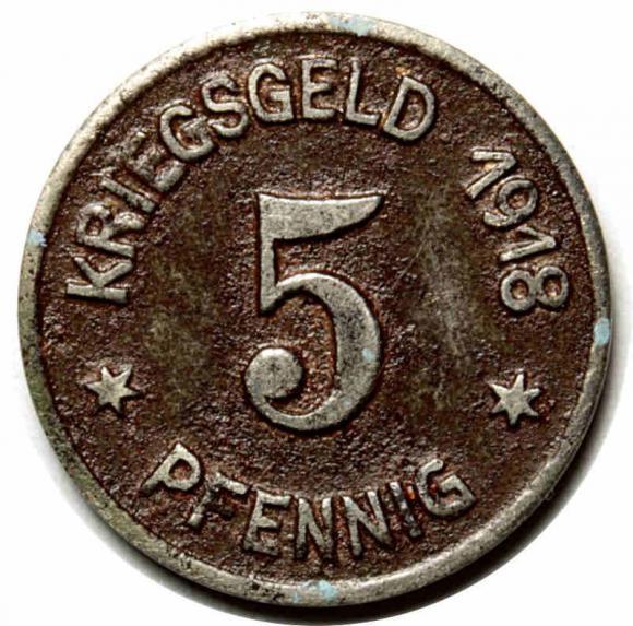 5 fenigów 1918 Wodzisław Śląski / Loslau (1)