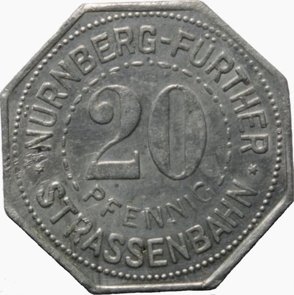 20 fenigów Nurnberg - Further Sparkasse żeton tramwajowy (1)