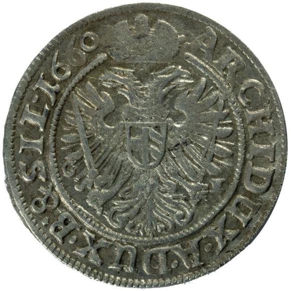 3 krajcary 1660 Leopold I Habsburg Wrocław (2)