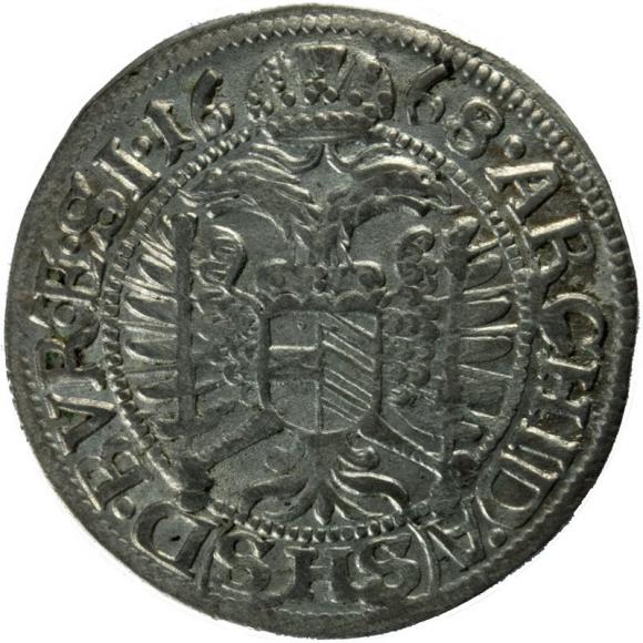 3 krajcary 1668 Leopold I Habsburg Wrocław (2)