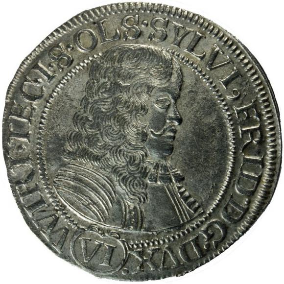 6 krajcarów 1674 Sylwiusz Fryderyk Witemberski Księstwo Ziębicko - Oleśnickie Oleśnica (1)