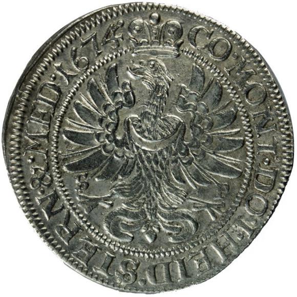 6 krajcarów 1674 Sylwiusz Fryderyk Witemberski Księstwo Ziębicko - Oleśnickie Oleśnica (2)