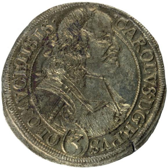 3 krajcary 1695 Karol II Liechtenstein Ołomuniec (1)
