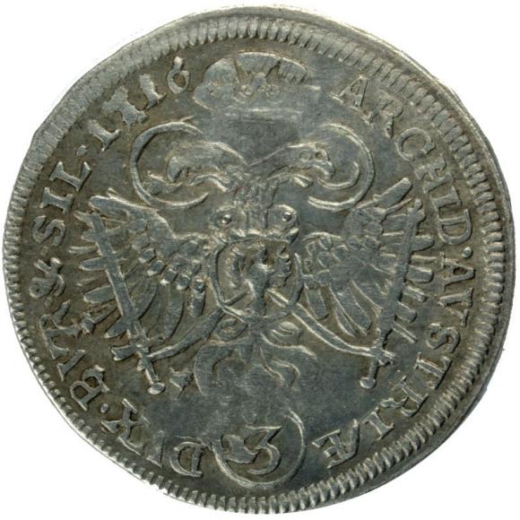 3 krajcary 1716 Karol VI Habsburg Wrocław (2)
