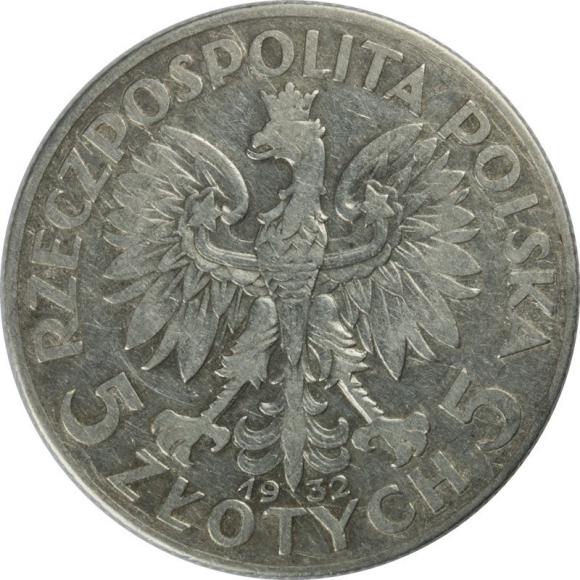 5 złotych 1932 Głowa Kobiety II RP Londyn  (2)