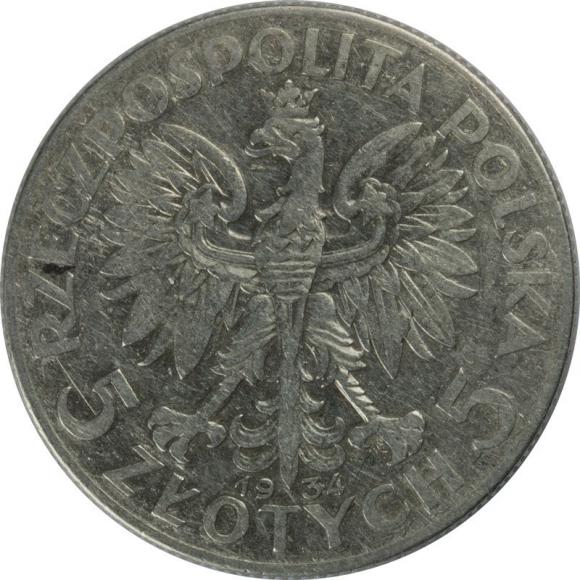 5 złotych 1934 Głowa Kobiety II RP Warszawa (2)
