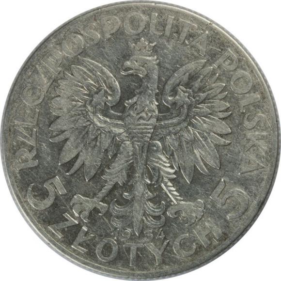 5 złotych 1934 Głowa Kobiety II RP Warszawa (2)