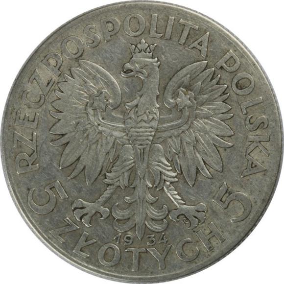 5 złotych 1934 Głowa Kobiety II RP Warszawa (2)