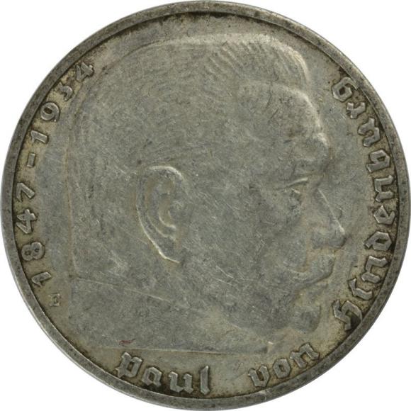 2 marki 1937 E Paul von Hindenburg Muldenhutten Niemcy (1)