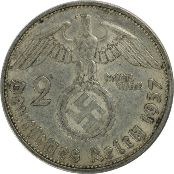 2 marki 1937 E Paul von Hindenburg Muldenhutten Niemcy (2)