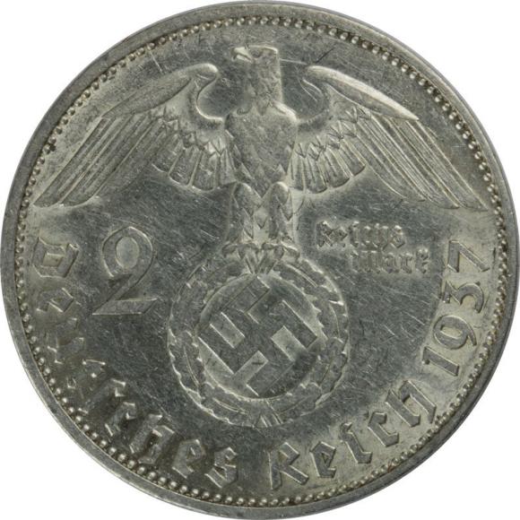 2 marki 1937 E Paul von Hindenburg Muldenhutten Niemcy (2)