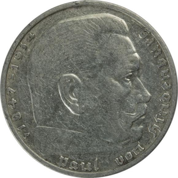 2 marki 1937 F Paul von Hindenburg Niemcy Stuttgart (1)