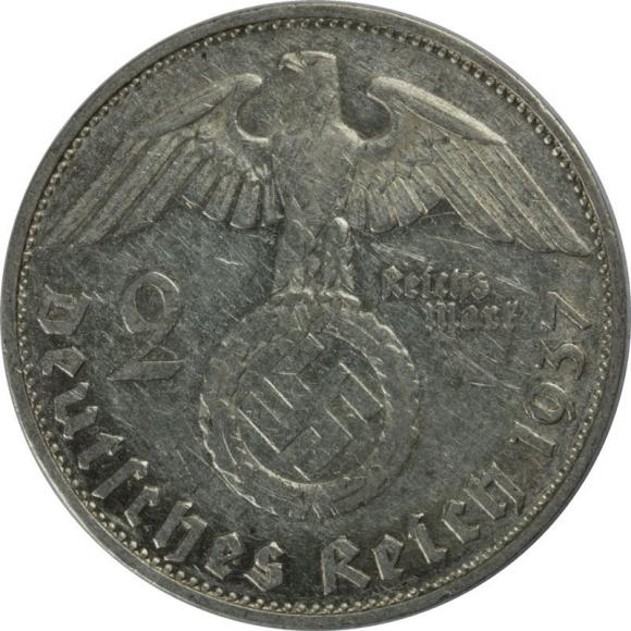 2 marki 1937 G Paul von Hindenburg Niemcy Karlsruhe (2)