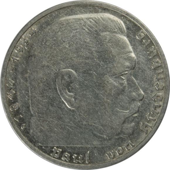 2 marki 1937 G Paul von Hindenburg Niemcy Karlsruhe (1)