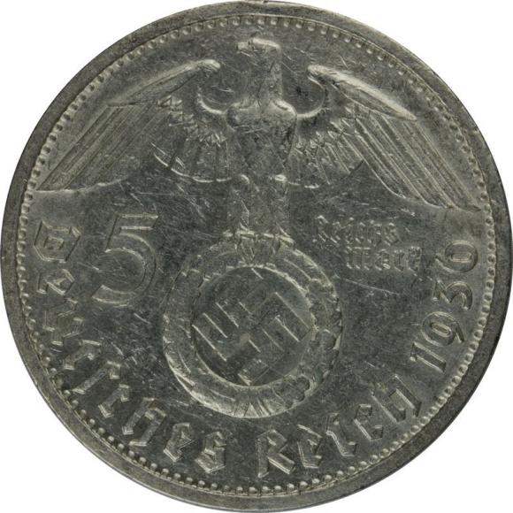 5 marek 1936 D Paul von Hindenburg / swastyka Niemcy Monachium (2)