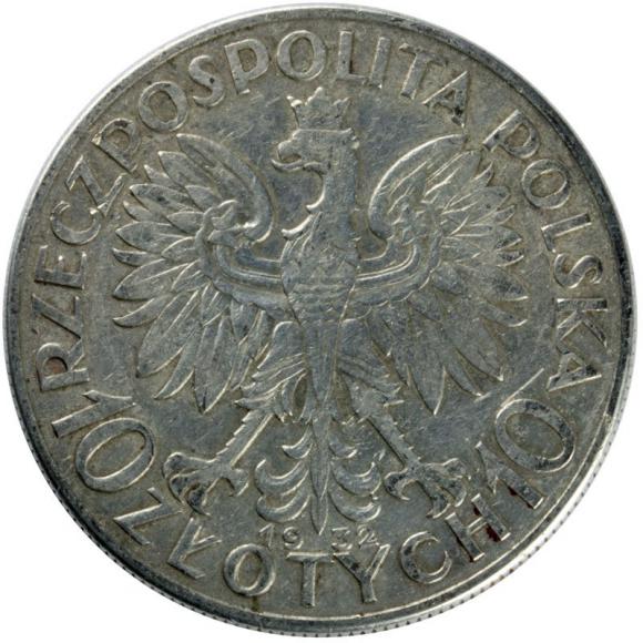 10 złotych 1932 Głowa Kobiety II RP Londyn (2)