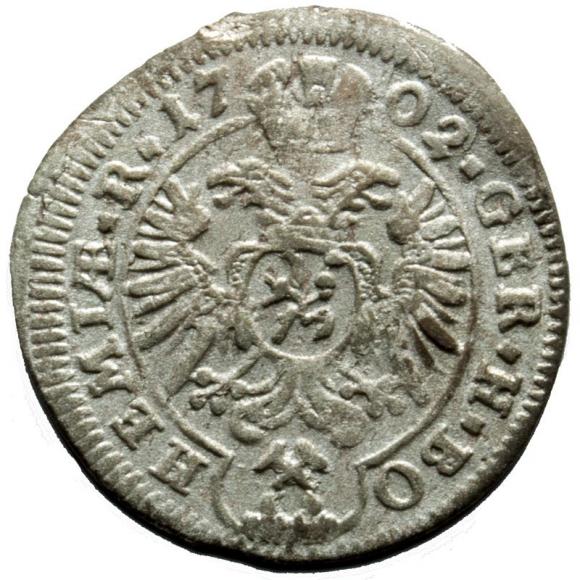 1 krajcar 1702 Leopold I Habsburg Austria Kutna Hora (2)