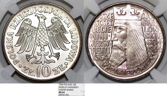 10 zł 1964 Kazimierz Wielki GRADING NGC (1)