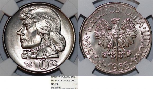 10 złotych 1966 Tadeusz Kościuszko GRADING NGC (1)