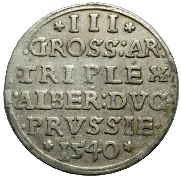 Trojak 1540 Albrecht Hohenzollern Księstwo Pruskie Królewiec (2)