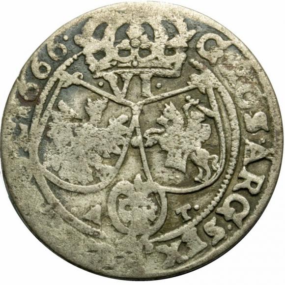 Szóstak 1666 Jan Kazimierz Kraków (2)