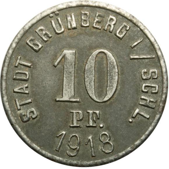 10 fenigów 1918 Zielona Góra Grunberg (2)