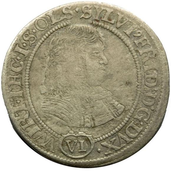 6 krajcarów 1674 Sylwiusz Fryderyk Witemberski Księstwo Ziębicko - Oleśnickie Oleśnica (1)