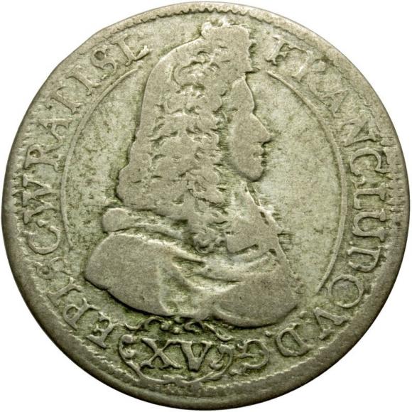 15 krajcarów 1694 Franciszek Ludwik von Pfalz Księstwo Nyskie Biskupów Wrocławskich Nysa (1)