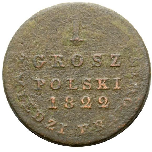 1 grosz 1822 Aleksander I Romanow Królestwo Polskie Warszawa (1)