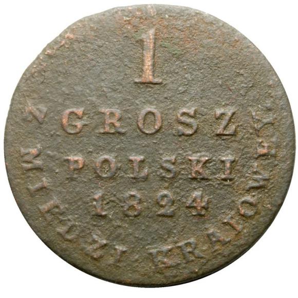 1 grosz 1824 Aleksander I Romanow Królestwo Polskie Warszawa (1)