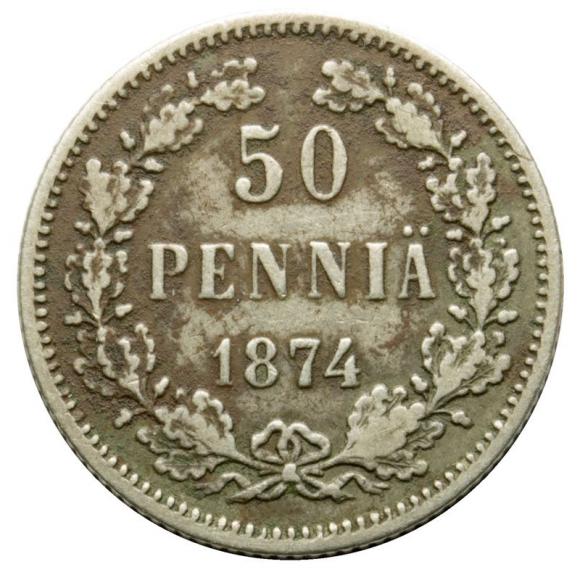 50 pennia 1874 Aleksander II Romanow Finlandia (1)