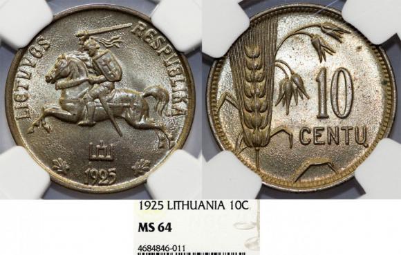 10 centu 1925 Litwa MS 64 (1)