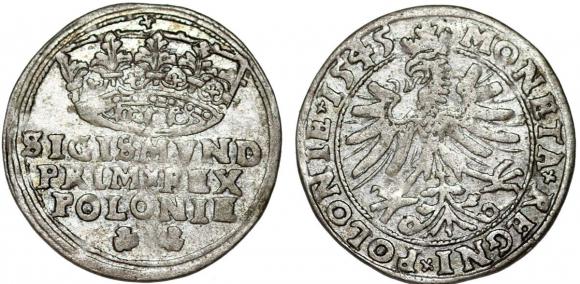 Grosz 1545 Zygmunt Stary Kraków (1)
