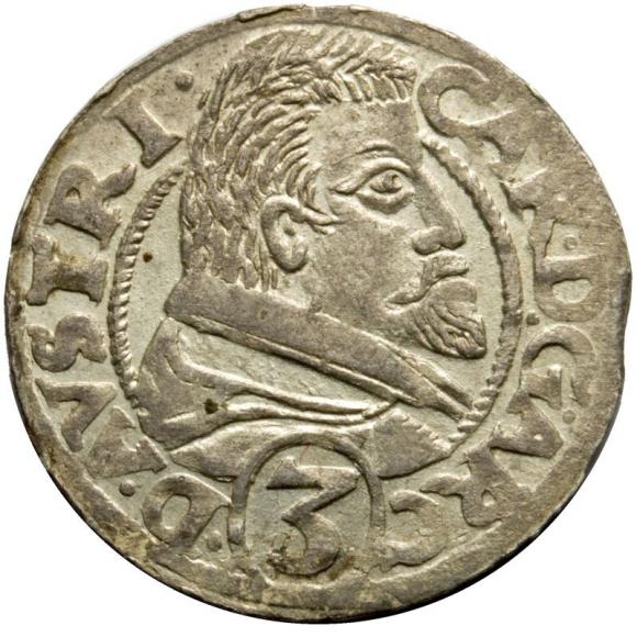 3 krajcary 1618 Karol Austriacki Księstwo Nyskie Biskupów Wrocławskich Nysa (1)