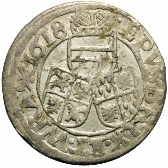 3 krajcary 1618 Karol Austriacki Księstwo Nyskie Biskupów Wrocławskich Nysa (2)
