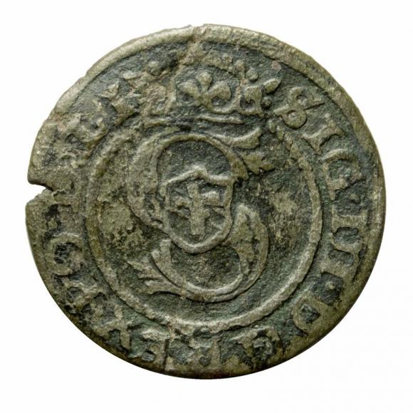 Szeląg 1595 Zygmunt III Waza Ryga (1)
