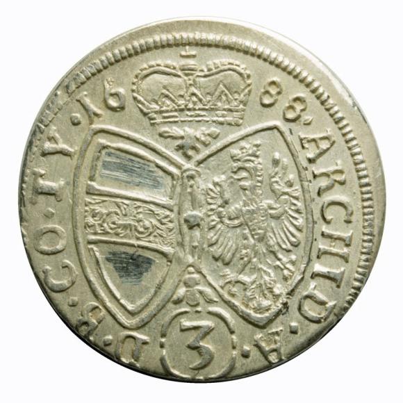 3 krajcary 1688 Leopold I Habsburg Austria Hall (2)