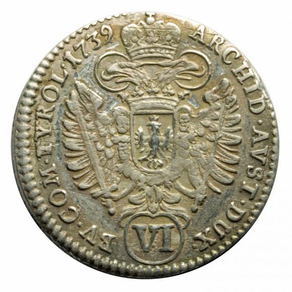 6 krajcarów 1739 Karol VI Habsburg Austria Tyrol Hall (2)