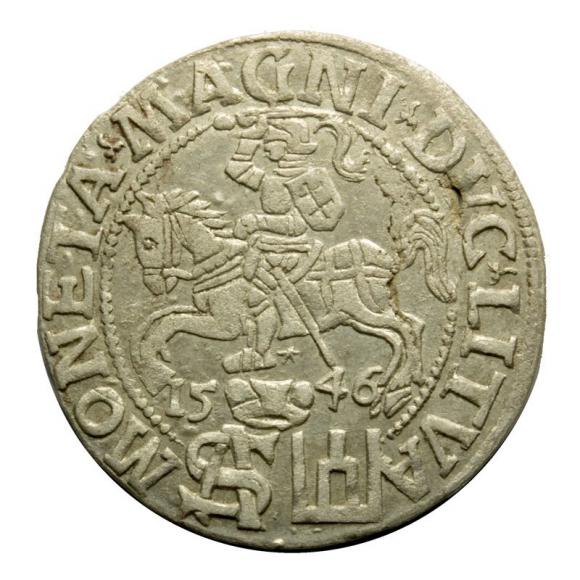 Grosz litewski na stopę polską 1546 Zygmunt August Wilno (2)