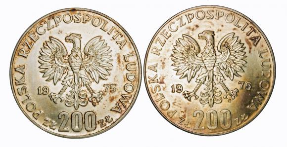 200 zł 1975 XXX rocznica zwycięstwa nad faszyzmem 200 zł 1976 Igrzyska XXI Olimpiady srebro (2)