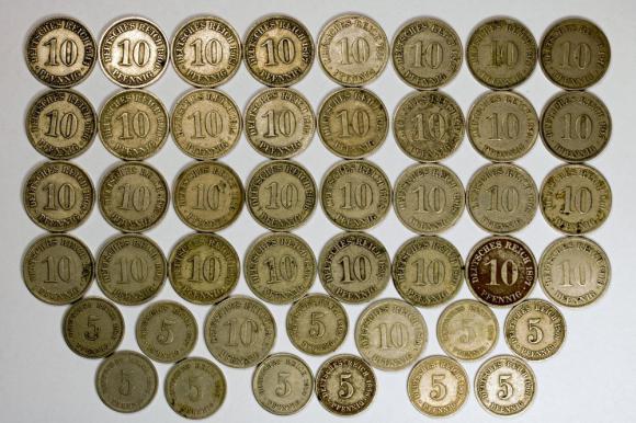5 i 10 fenigów 1875 - 1914 zestaw 45 monet Niemcy (1)
