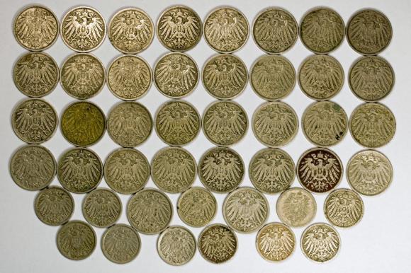 5 i 10 fenigów 1875 - 1914 zestaw 45 monet Niemcy (2)