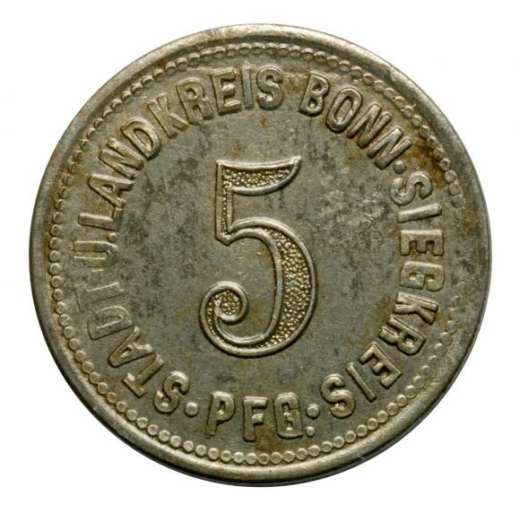 5 fenigów 1918 Bonn Nadrenia (1)