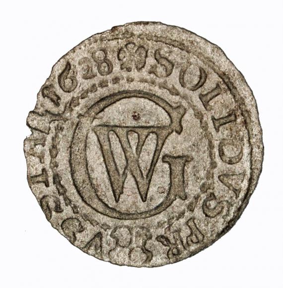 Szeląg 1628 Jerzy Wilhelm Księstwo Pruskie Królewiec (1)