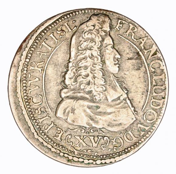 15 krajcarów 1693 Franciszek Ludwik von Pfalz Księstwo Nyskie Biskupów Wrocławskich Nysa (1)