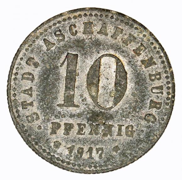 10 fenigów 1917 Aschaffenburg Bawaria (1)