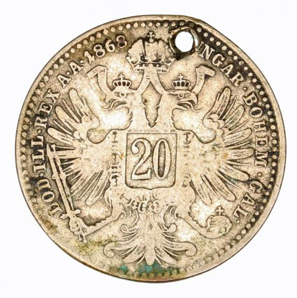 20 krajcarów 1868 Franciszek Józef I Austria (2)