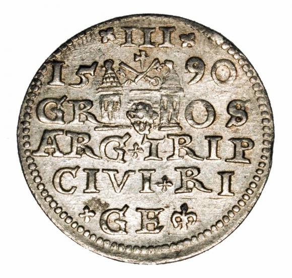 Trojak 1590 Zygmunt III Waza Ryga (2)
