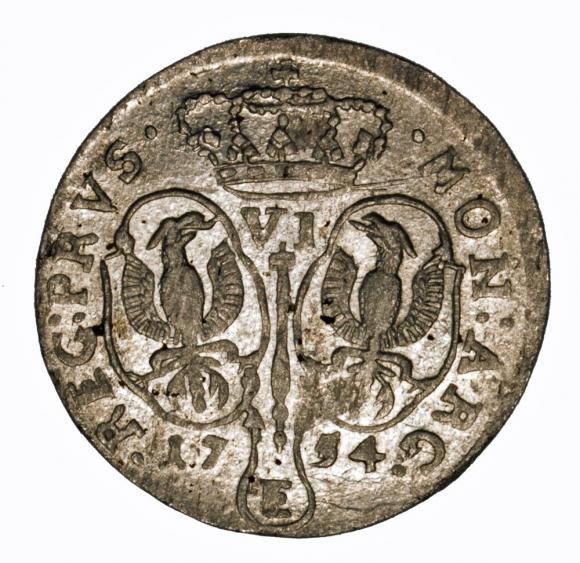 Szóstak 1754 Fryderyk II Wielki Prusy Królewiec (2)