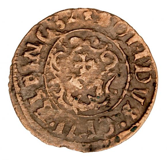 Szeląg 1632 Gustaw II Adolf Elbląg (2)